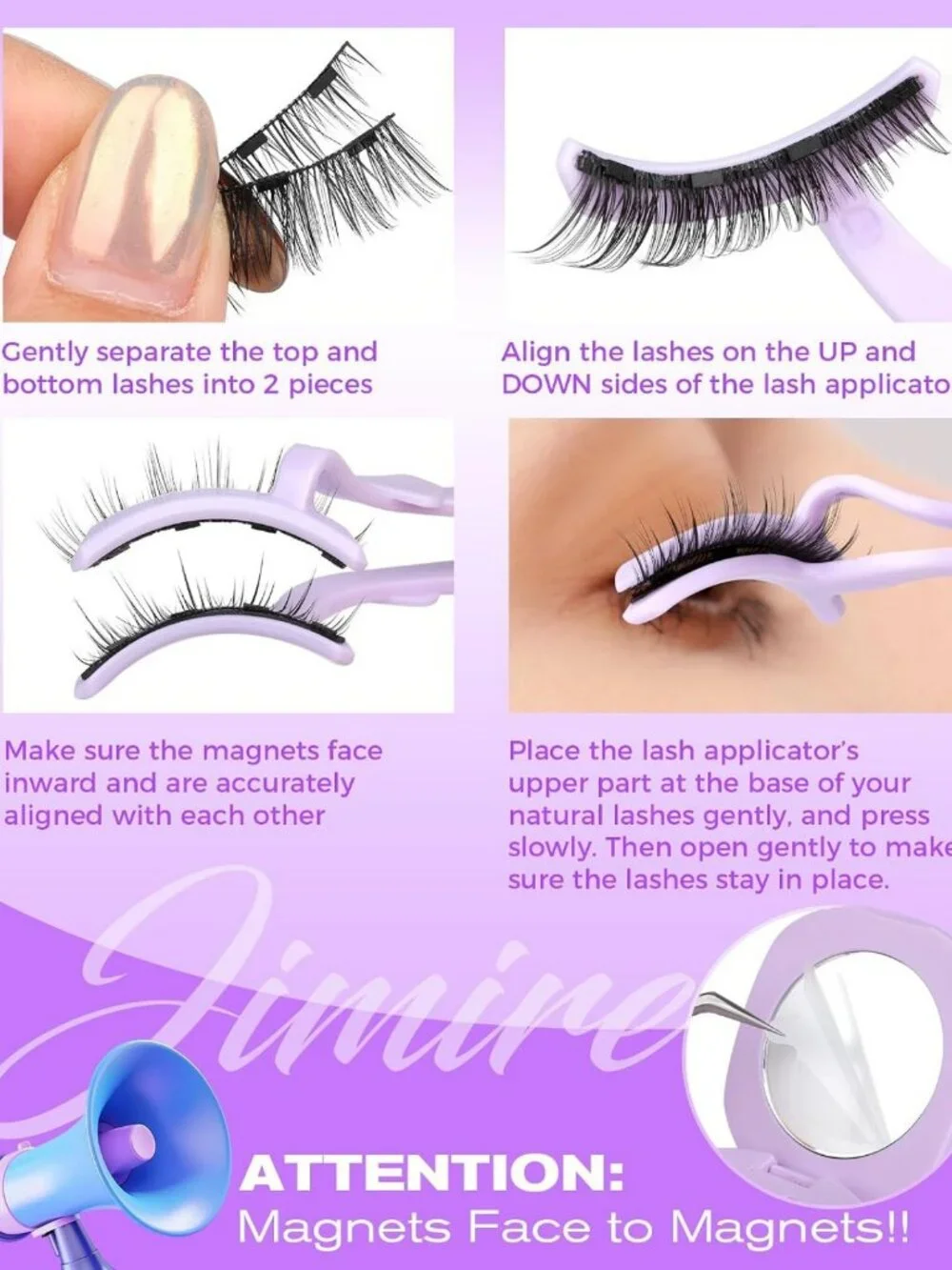 Natural Wispy Magnetic Eyelashes - Reusable, No Glue, Easy Applicator, Quick